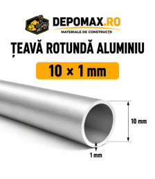 Teava rotunda aluminiu 10 x 1 mm, 6 metri (6060)